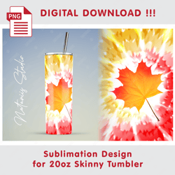 autumn tie dye template - seamless sublimation pattern - 20oz skinny tumbler - full tumbler wrap