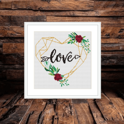 happy valentine's day cross stitch pattern pdf,  easy cross stitch chart, statement cross stitch, heart love xstitch