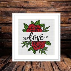 happy valentine's day cross stitch pattern pdf,  easy cross stitch chart, statement cross stitch, heart love xstitch