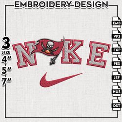 Nike Tampa Bay NFL Logo Embroidery Design, Tampa Bay Buccaneers Embroidery files, NFL Teams, Machine embroidery design