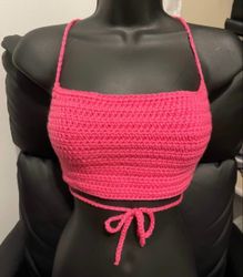 fuchsia crochet top, summer crochet top, pink crocheted top,  rainbow top, crochet top