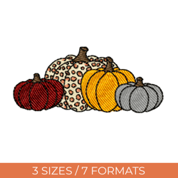pumpkins, embroidery design, fall embroidery, autumn embroidery, machine embroidery file