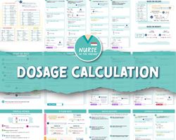 dosage calculation bundle | 12 pages | practice exam | formula method nursing notes | digital download