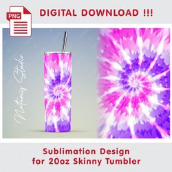 tie dye template - seamless sublimation pattern - 20oz skinny tumbler - full tumbler wrap