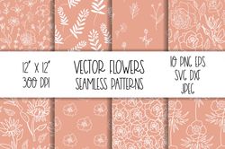 seamless floral pattern svg. paper flowers wall decor coral
