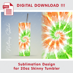 tie dye template - seamless sublimation pattern - 20oz skinny tumbler - full tumbler wrap