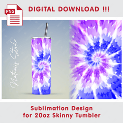 tie dye template - seamless sublimation pattern - 20oz skinny tumbler - full tumbler wrap