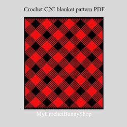 crochet c2c buffalo plaid blanket pattern pdf download