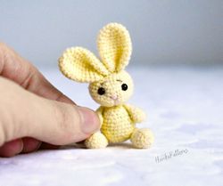 bunny keychain, crochet bunny 2.8 inches/7 cm