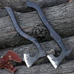 custom handforged axe hunter gifts, throwing axe, battle ready axe, viking camping axe, viking axe gift for men,