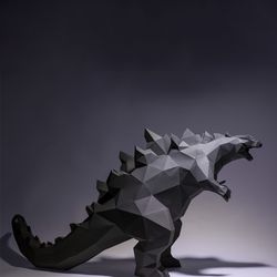 Godzilla Paper Craft, Digital Template, Origami, PDF Download DIY, Low Poly, Trophy, Sculpture, Godzilla Model