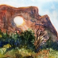 arches national park original watercolor painting utah landscape original art 8 by 12