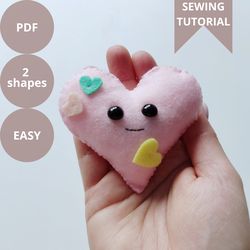 diy felt toy sewing tutorial: how to make a cute plush heart, learn how to make felt toys with step-by-step tutorials