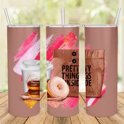 candy tumbler wrap glazed donuts and coffee 20oz straight tumbler wrap seamless design png, glitter luxury sublimation