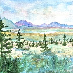 denali national park original watercolor painting alaska landscape original art 8 by 12