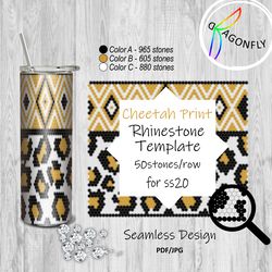 rhinestone tumbler template ss20-5mm 50x49stones cheetah print