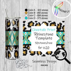 rhinestone tumbler template ss20-5mm 50x49stones cheetah print - 3