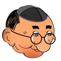 print with the face of a man in a jewish cap. paintings for the interior. cartoons, humor, doodles. digital art png jpg