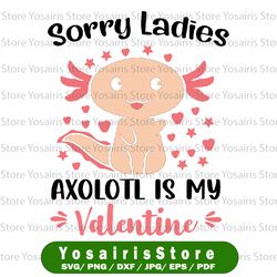 sorry ladies axolotl is my valentine svg, funny valentines day svg, cute axolotl, happy valentine's day svg