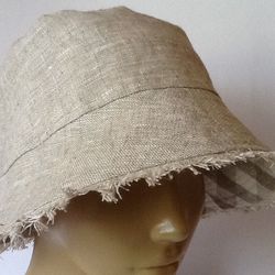 linen panama summer bucket hat double sided with fringes