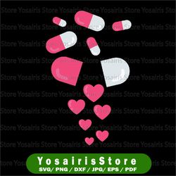 pills heart love valentine svg png, hearts medicine pharmacy svg, medicine pills design, pharmacy pills svg png cut file