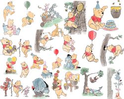 winnie the pooh watercolor clip art, commercial use, hundred acre wood, winnie the pooh clip art png