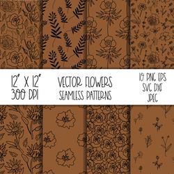 printable vintage floral brown background