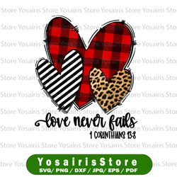 Leoparad Print Heart PNG, Valentine Gifts Love Never Fails Png, Religious Love Png, Valentines Day Png, Be Mine Png