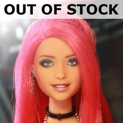 ooak custom barbie mtm dancer red hair head repaint