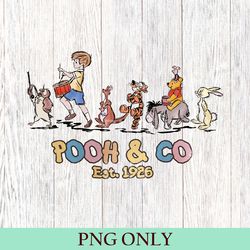 retro disney pooh and co est 1926 png, cute pooh bear and friends png, winnie the pooh png, disney pooh bear png 300dpi