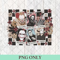 retro horror halloween png, halloween floral png, scream, jason, michael myers, horror movie png, halloween gift png