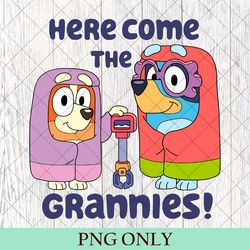here come the grannies png, bluyye grannies png, bluyye dog and bingo png, family matching png, bluyye dog mother's png