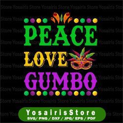 peace love gumbo mardi gras png, printable, mardi gras png design, digital download