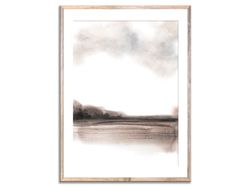 minimalist landscape watercolor art print pampas abstract watercolor painting brown landscape wall decor abstract field