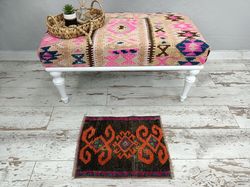 vintage oushak rug, bohemian rug, small area rug, anatolian rug, wool rug, turkish rug, rustic rug, 1.3 x 1.6 , vt- 1660