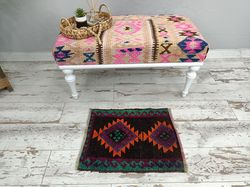 small turkish rug,door mat rug, kitchen rug, entry rug, bath rug, wool rug, boho decor rug, 1.4 x 1.9 , vt- 1652