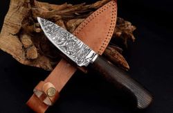 carbon steel knife, hunting knife with sheath, fixed blade camping knife, bowie knife, handmade knives, gifts for men