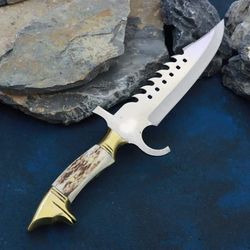 stainless steel knife, hunting knife with sheath, fixed blade camping knife, bowie knife, handmade knives, gifts for men