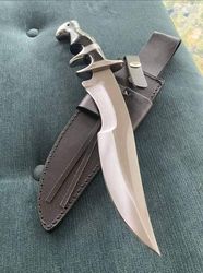 stainless steel knife, hunting knife with sheath, fixed blade camping knife, bowie knife, handmade knives, gifts for men