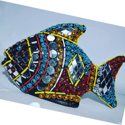 beaded embroidered multicolored fish | embroidered fish | fish pendant | fish art | beaded fish | fish sculpture