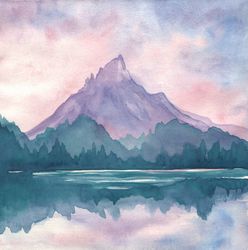 mount hood painting trillium lake original art 8" by 8" forest painting oregon landscape artwork by spaceoleandrart