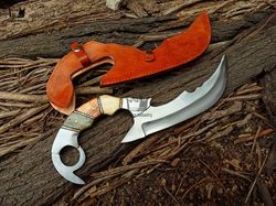 new hand forged high carbon steel 15 inches beautiful hunting karambit knife, battle ready with sheath, free shipping