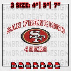 nfl 49ers embroidery designs, nfl logo, san francisco 49ers embroidery files, machine embroidery designs