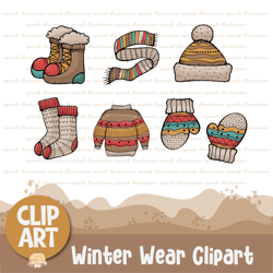 winter wear clipart for christmas season decoration, stickers, printable, sublimation and more