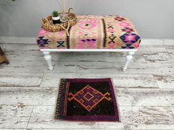 boho decor rug, wall decor rug, vintage rug, bohemian rug, wool rug, rustic rug, ethnic rug, 1.5 x 1.7 ft , vt- 1658