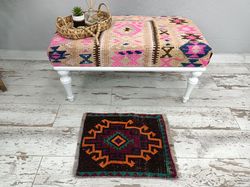 small rug, turkish rug, vintage rug, decorative rug, bath mat rug, door mat rug, boho rug, 1.4 x 1.7 , vt- 1656