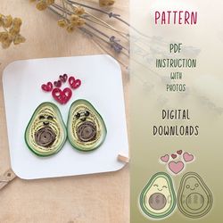 digital download - pattern paper quilling avocado - diy - love card