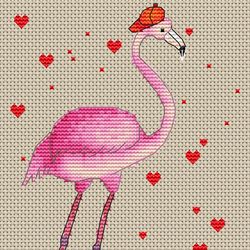 cross stitch pattern flamingo hearts valentine's day cross stitch pink cross stitch love cross stitch pattern