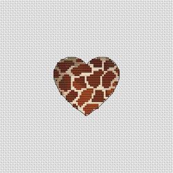 animal cross stitch pattern | heart cross stitch chart | giraffe heart cross stitch pattern