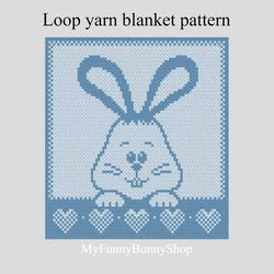 loop yarn finger knitted funny bunny blanket pattern pdf download